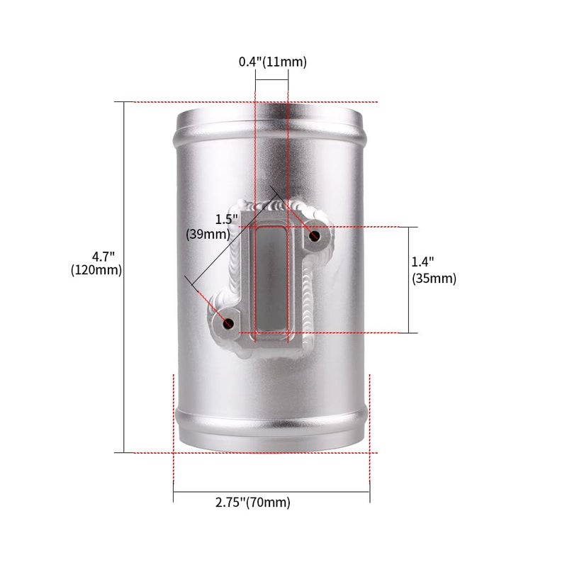 BARTOO Air Flow Meter Base MAF Sensor Mount Fit for Nissan Honda Civic Ford MAF Air Intake Meter Adapter (2.75", 1) - Image 3